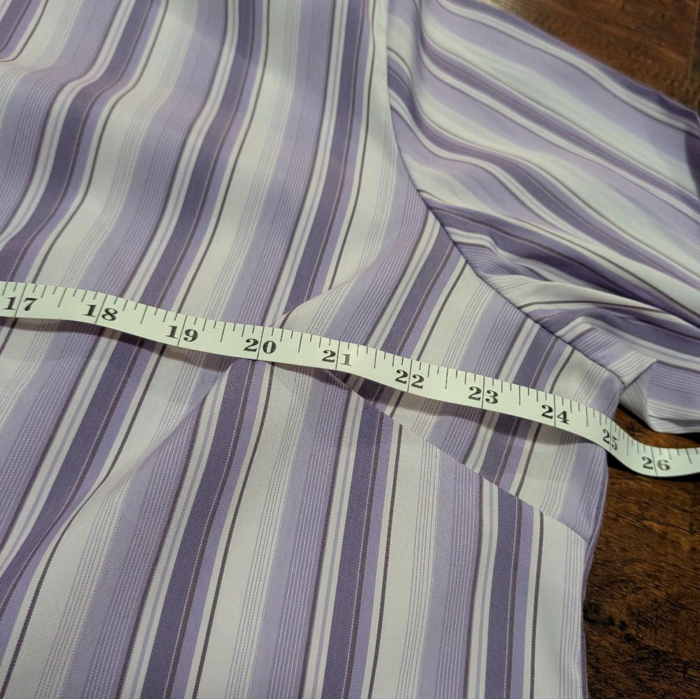 DCC Stretch Women's Striped Purple Button Down Shirt (1X) - Picture 7 of 12
